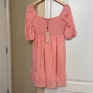 BCBG 🌸Pink Puff Sleeve Dress